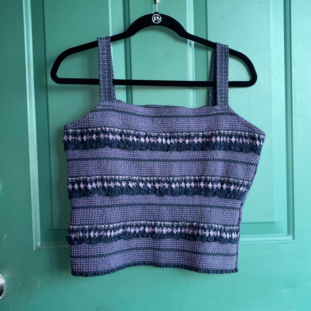Anthropologie medium Smocked Embroidered Tank like new - Picture 2 of 9